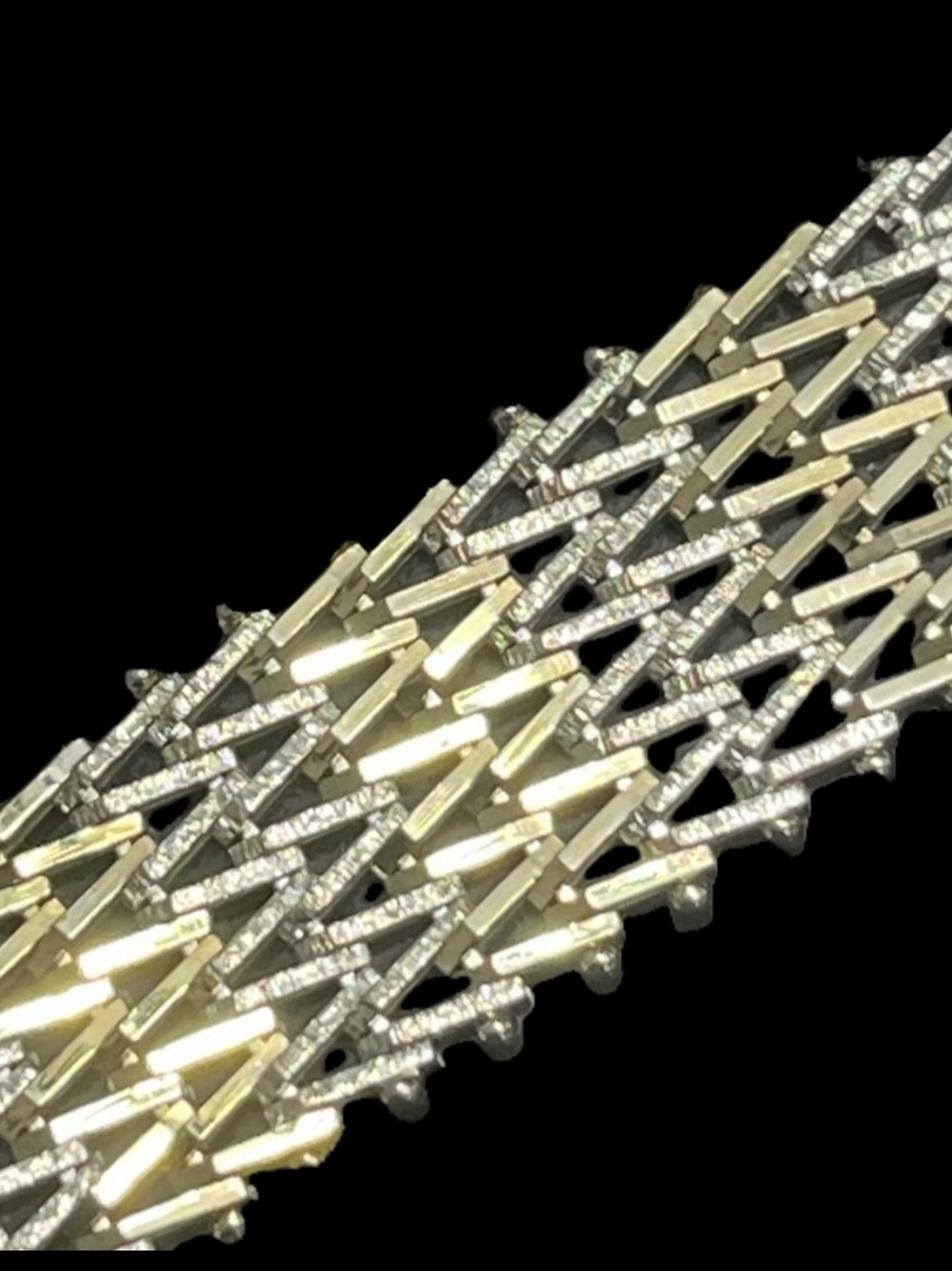 Gold sterling Silver diamond cut Riccio vintage link statement bracelet QVC